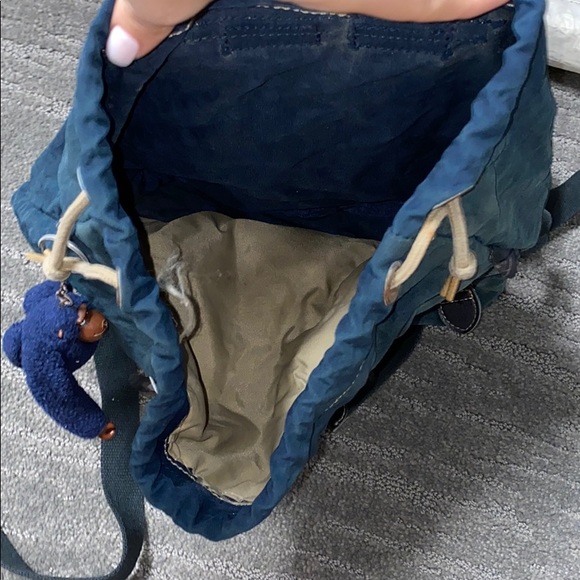 Women Vintage Kipling small navy and light brown backpack  monkey still attached main image 5